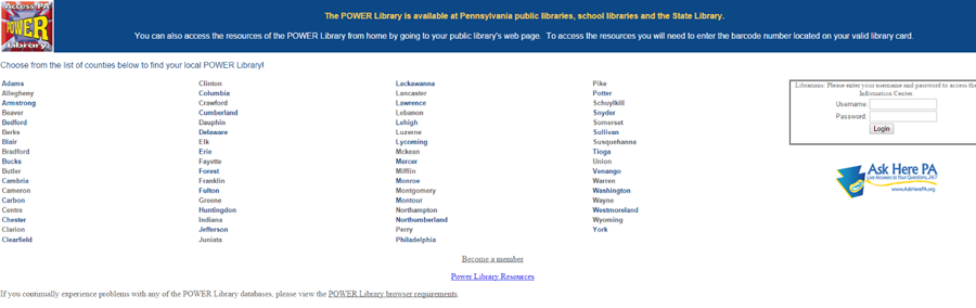 Old POWER Library homepage