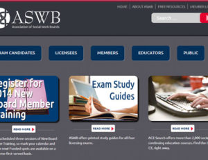 ASWB website homepage