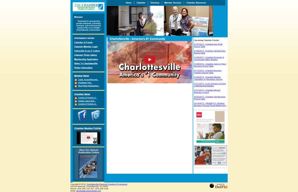 Chamber of Commerce website before redesign
