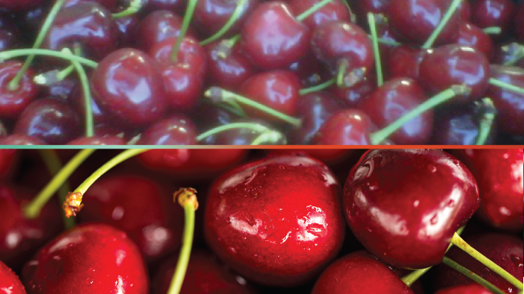Good vs bad photo of cherries