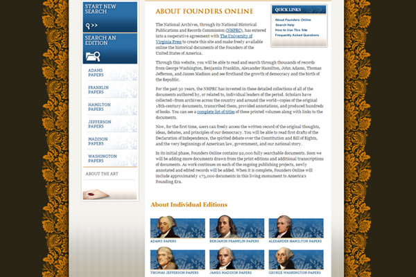 Founders Online About page template