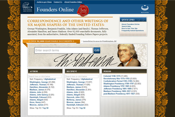 Founders Online home page design