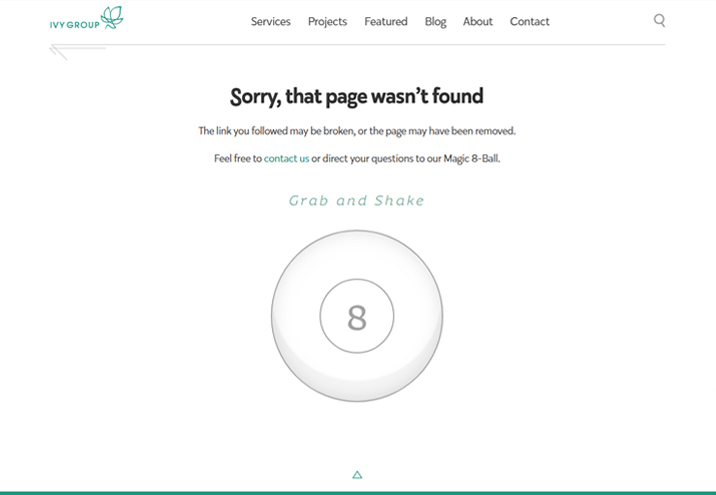 New 404 error page for Ivy Group