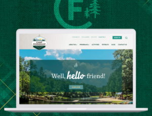 A mockup of the Camp Friendship homepage