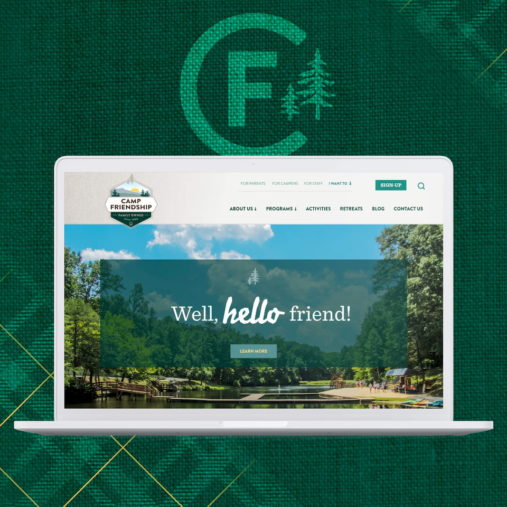 A mockup of the Camp Friendship homepage